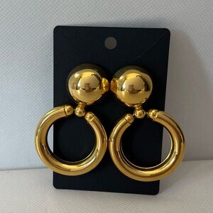Vintage Door Knocker Gold Tone Chunky Hoop Earrings 80’s 90’s